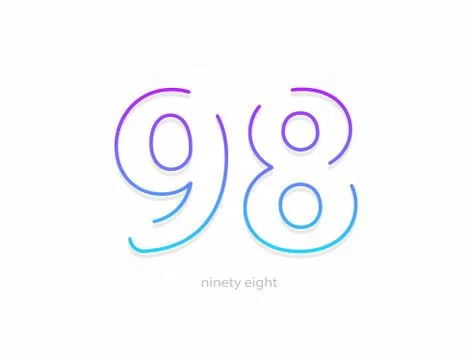 98 number, outline stroke gradient font. Trendy, dynamic creative style desig Stock Illustration
