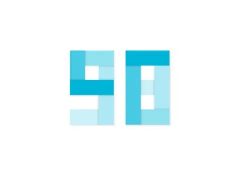 98 number, vector logo, paper cut desing font made of blue color tones .Isola Stock Illustration