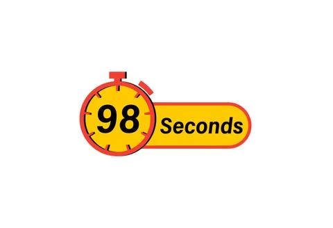 98 Seconds timer Clock, Timer icon, countdown icon. Time measure. Chronomet.. Illustrazione stock