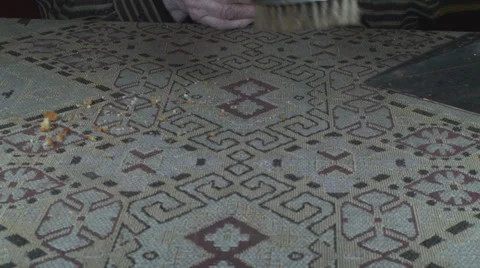 98 Years Old Elderly Old Woman Cleaning The Table Full Of Crumbs Stock Footage 34100168