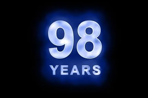 98 years text with blue glow Stock Illustration