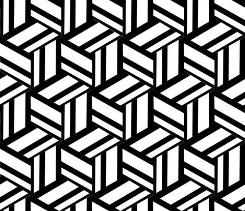 980 Seamless texture with black and white bands cube Stock Illustration