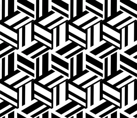 981 Seamless texture with black and white lines cube Illustrazione stock