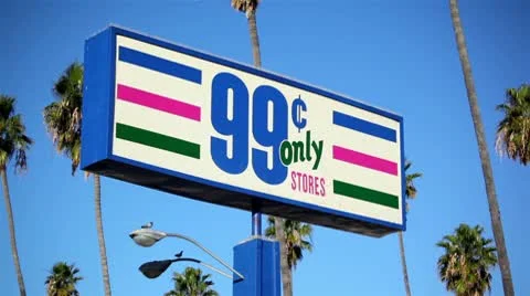99 Cent Store Sign Spinning With Trees Video stock 10798645
