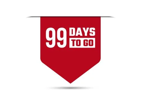 99 days to go red vector banner illustration isolated on white background Stock Illustration
