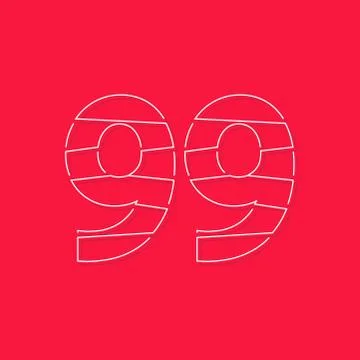 99 number, linear stroke font. Modern trendy, creative style design. For logo Illustrazione stock