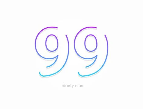 99 number, outline stroke gradient font. Trendy, dynamic creative style desig Stock Illustration