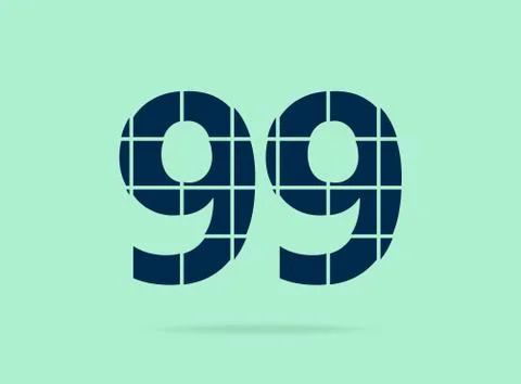 99 number, vector desing font.  Made of knife cut. For logo, brand label, des Stock Illustration