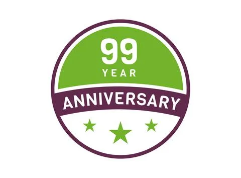 99 years anniversary image, 99 year Anniversary logo isolated on white back.. Stock Illustration