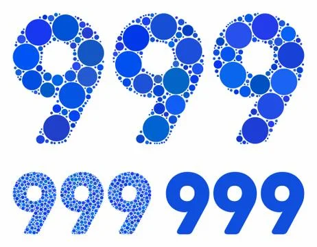 999 Digits Text Mosaic Icon of Spheric Items Illustrazione stock