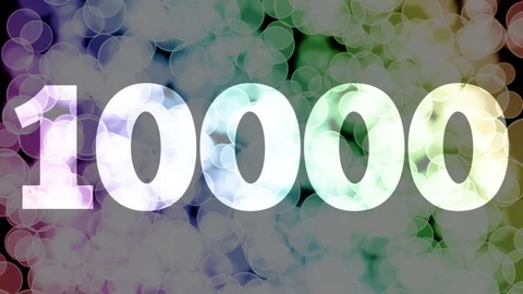 9999 to 10000 points, level, rank fade in/out animation with color bokeh Stock Footage 108538410
