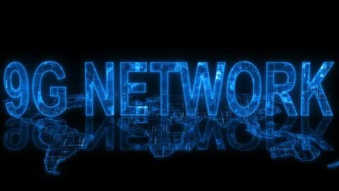 9G network text technology earth map glow Stock Illustration