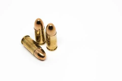 9mm Ammunition Isolation Stock Photos