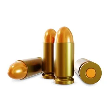 9mm bullets isolated on white background Stock Illustration