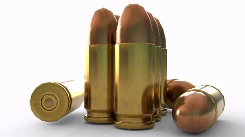 9mm caliber with white background Stock Illustration