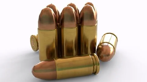 9mm caliber with white background Stock Illustration