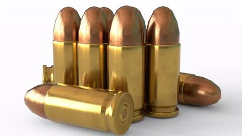 9mm caliber with white background Stock Illustration