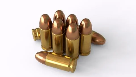 9mm caliber with white background Stock Illustration