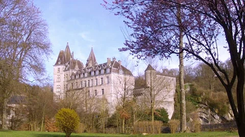 The 9th century castle of small Belgian town Durbuy. Stock Footage 36512317