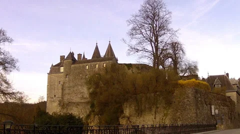 The 9th century castle of small Belgian town Durbuy. Stock Footage 36835899