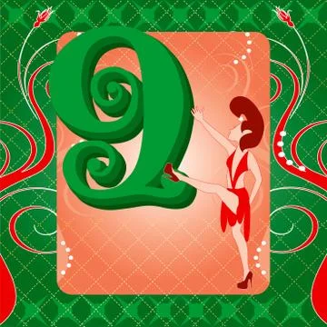 9th Day of Christmas Stock Illustration