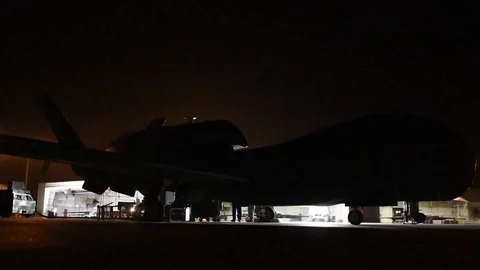 9th Reconnaissance Wing RQ-4 Global Hawk took off from Beale AFB - 2018 Stock Footage 100746987