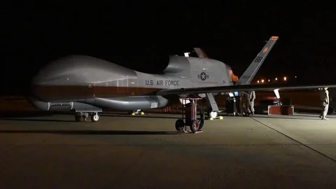 9th Reconnaissance Wing RQ-4 Global Hawk took off from Beale AFB - 2018 Stock Footage 100747011