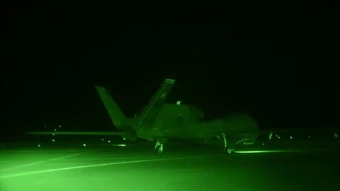 9th Reconnaissance Wing RQ-4 Global Hawk took off from Beale AFB - 2018 Stock Footage 100747052