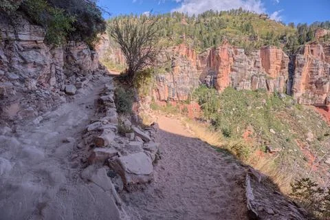 9th Switchback along North Kaibab Trail at North Rim AZ Stock Photos