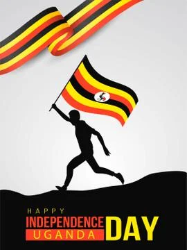 9thOctober Uganda Independence Day template. man running with flag. vector il Stock Illustration