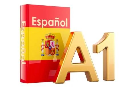 A1 Spanish level, concept. Level intermediate, 3D rendering Stock Illustration