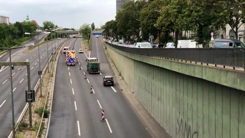 A100 Motorway Road Construction Berlin Feuerbachstrasse Bridge - 8-17-2026 Stock Footage 342529143