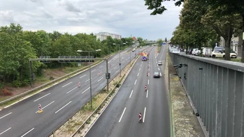 A100 Motorway Road Construction Berlin Feuerbachstrasse Bridge - 8-17-2026 Stock Footage 342529191