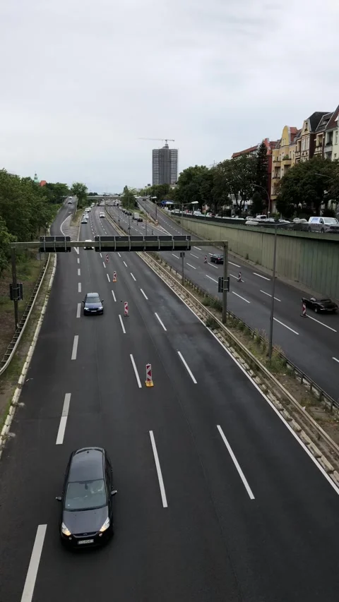A100 Motorway Road Construction High Angle View Berlin Feuerbachstrasse Bridge Stock Footage 342529249