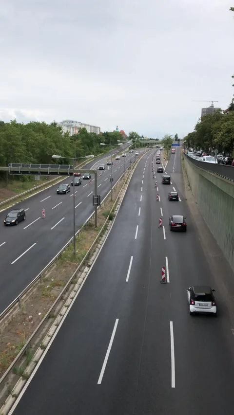 A100 Motorway Road Construction High Angle View Berlin Feuerbachstrasse Bridge Stock Footage 342530311