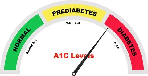 A1C High Test Meter, High Diagnosing Prediabetes, Hemoglobin Blood Test, Tu.. Stock Illustration