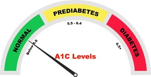 A1C Test Meter, Diagnosing Prediabetes, Hemoglobin Blood Test, Tube with bl.. Stock Illustration