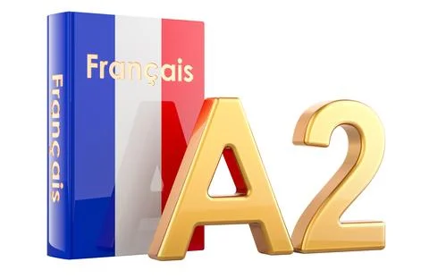 A2 French level, concept. Level pre intermediate, 3D rendering Stock Illustration