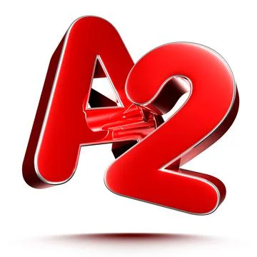 A2 red 3D illustration on white background with clipping path. Illustrazione stock