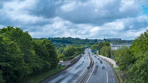 A20 Speedway Timelapse day Spring with cloud, shadows, sunlight, Limoges Video stock 244980343