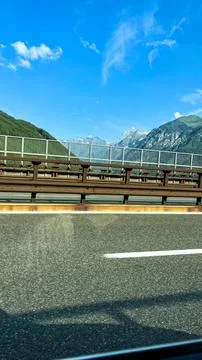 The A22 and E45 highways pass through Italy, Austria, Germany, and the Alps.. Stock Photos