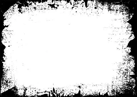 A3 blank paper background with distressed grunge black border, splatters an.. Stock Illustration