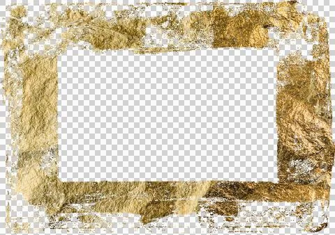 A3 Elegant gold textured border, distressed edges and transparent blackground Stock Illustration