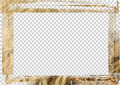 A3 Elegant golden textured border, distressed edges and transparent blackgrou Stock Illustration