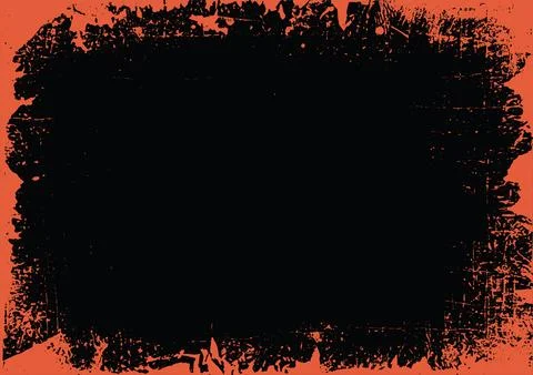 A3 Halloween black background with distressed grunge orange border, splatte.. Stock Illustration