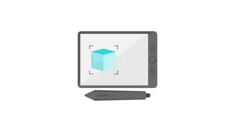 A3 vector illustration depicting an AI interface and a pen on a digital tab.. Stock Footage 332199578