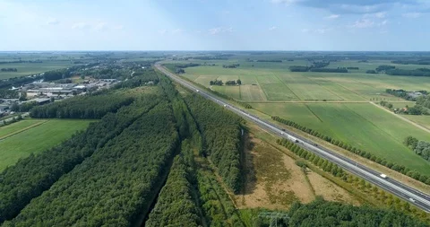 The A31 Highway Between Forest and Grassland - Holland – 4K Drone Footage Stock Footage 122587881