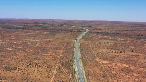 A32 Barrier highway through Broken hill city in Australian outback aerial 4k. Stock Footage 168164631