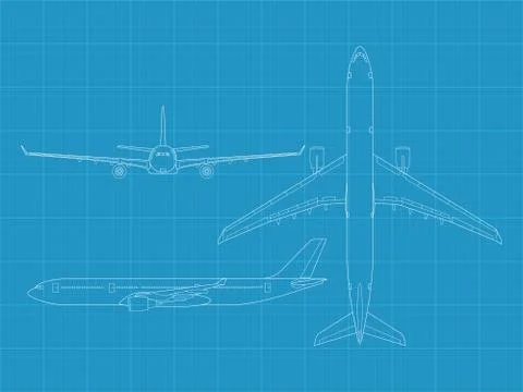 A330 blueprint Stock Illustration