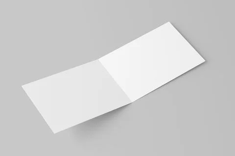 A4 A5 A6 Landscape Folded Invitation Card With Envelope 3D Rendering White Blank Stock Illustration